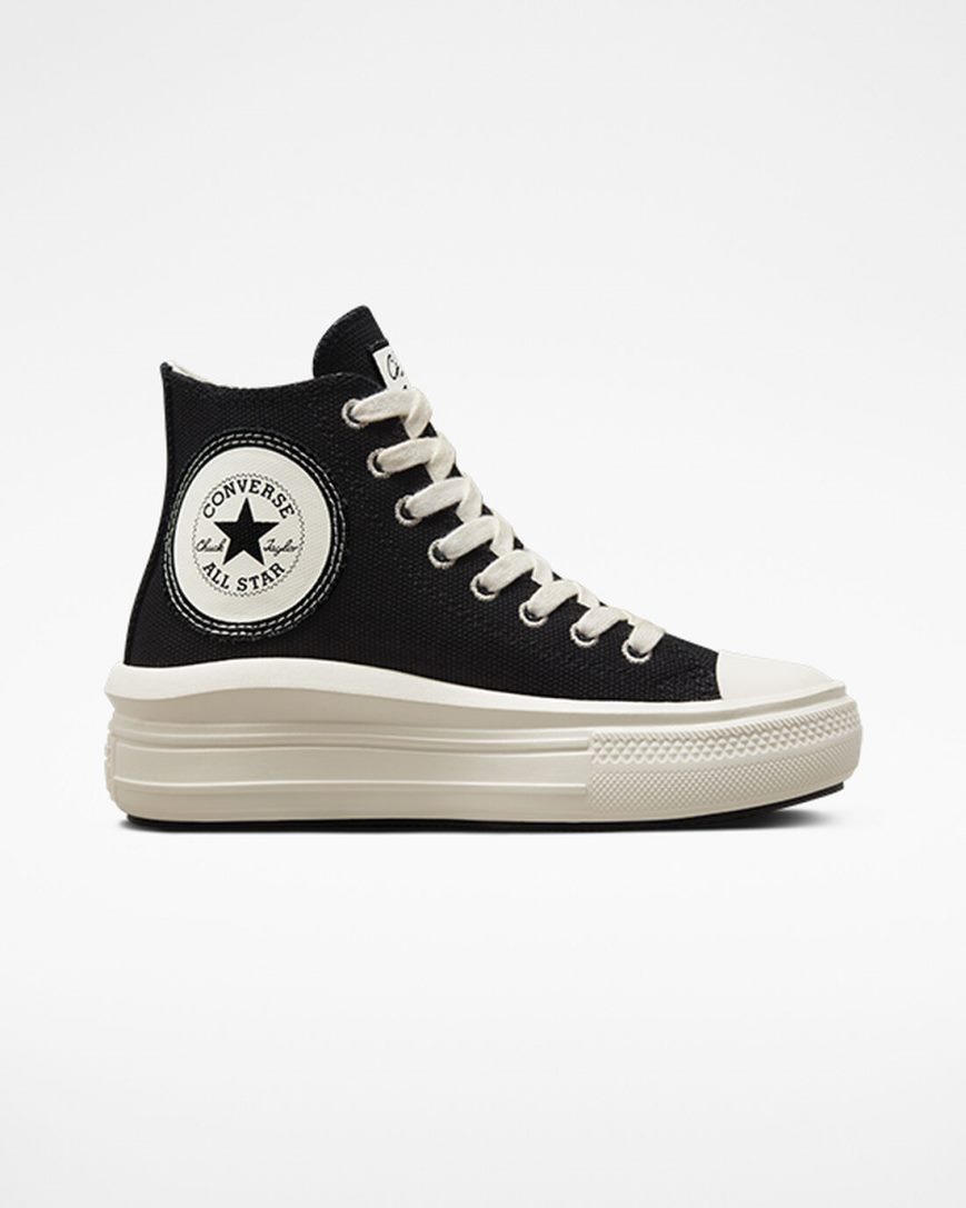 Pantofi Platforma Dama Converse Chuck Taylor All Star Move Oversized Patch Inalti Negrii Bej Albi | RO KYOWV742